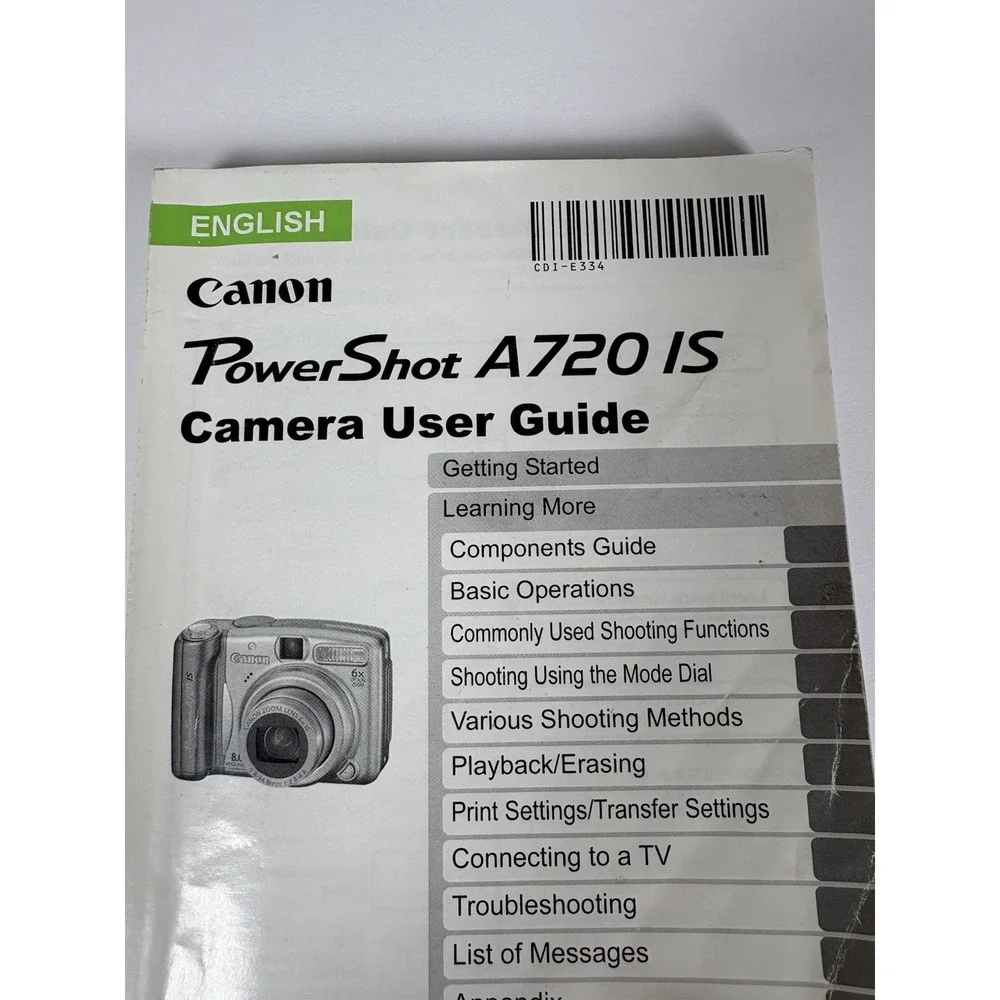 Canon PowerShot A720 IS Camera User Guide Manual OEM English CDI-E334